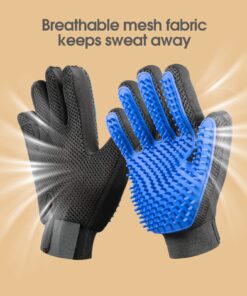 DELOMO Upgrade Pet Grooming Gloves Cat Brushes for Gentle Shedding - Efficient Pets Hair Remover Mittens - Dog Washing Gloves for Long and Short Hair Dogs & Cats & Horses - 1 Pair (Blue) 1A Blue- 1 Pair 33 81SUTJs7vtL