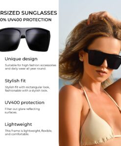 Alternative view of grinderPUNCH All Black Limo Dark Rectangular Flat Top Mob Oversized Sunglasses Black - Large 60 Millimeters