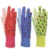 G & F 1852-3 Women Soft Jersey Garden Gloves, Women Work Gloves, 3-Pairs Green/Red/Blue per Pack 6 81SWe7TN2PL