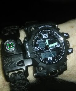 A2S Protection Paracord Bracelet K2-Peak – Survival Bracelets with Embedded Compass Whistle EDC Hiking Gear- Camping Gear Survival Gear Emergency Kit Black / Black 9" 15 81SX08LUMdL