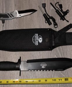 Mossy Oak Survival Hunting Knife with Sheath, 15-inch Fixed Blade Tactical Bowie Knife with Sharpener & Fire Starter for Camping, Outdoor, Bushcraft 30 81SX16ctOL
