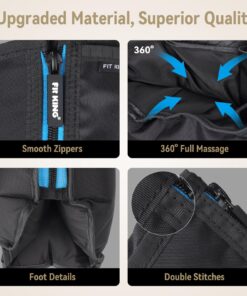 FIT KING Leg Massager with Heat - Upgraded Leg Compression Massager for Circulation and Pain Relief, FSA HSA Approved Foot and Leg Massager Compression Boot for Edema, Relax Recover - Gift for Dad Mom Classis Black With Blue 1 Pair (2PCS) 36 81SYu0U9lL