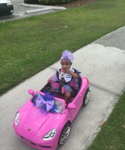 Moderno Kids Kiddie Roadster 12V Power Children Ride-On Car with R/C Parental Remote + Leather Seat 5 Point Seat Belt + LED Wheels + MP3 USB Music Player + Baby Tray Table + Rubber Floor Mats (Pink) Pink 66 81Sa2jwHzaL