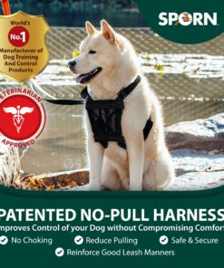 Sporn No Pull Dog Harness Large Size, Black Padded Durable Nylon Mesh Dog Harness, Breathable & Easy Dog Walking Harness for Puppy Training, Provides to All Large & Extra Large Breeds Large/XL 23 81SaPQlqfL