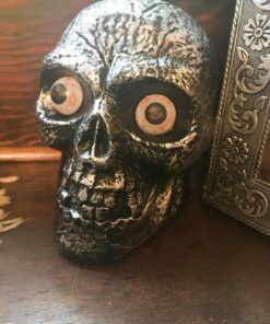 Liberty Imports Sound Activated Skull with Light Up Eyes and Creepy Sounds - Halloween Party Prop Spooky Decoration for Haunted House, Indoor Decor Creepy Skull 16 81SbhTSZA L