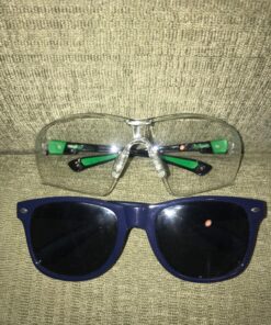 NoCry Clear Safety Glasses for Men and Women; Lightweight Work Glasses with Adjustable Frames and No-Slip Grips; Scratch Resistant Anti Fog Safety Glasses with Superior UV Protection, ANSI Z87.1 Rated Black & Green 1 39 81Scoz1u1tL