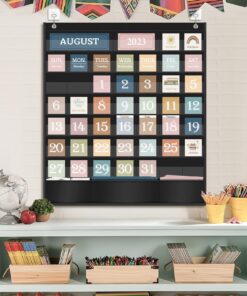 Godery Boho Calendar Pocket Chart for Classroom Cards Add-On School Supplies Teacher Decorations Bulletin Board Pre-K to 6th Grade, Black-1 Boho Black-1 15 81ScrGHUDWL