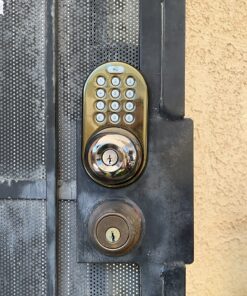 MiLocks TKK-02AQ Digital Door Knob Handle Lock with Electronic Keypad - Keyless Entry Smart Door Lock with Adjustable Latch Locks, Audible Tones for Interior Front Doors & More, Antique Brass 20 81SdV n xcL 1