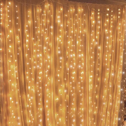 Twinkle Star 300 LED Window Curtain String Lights Wedding Party Home Garden Bedroom Outdoor Indoor Wall Decorations, Warm White *Warm white