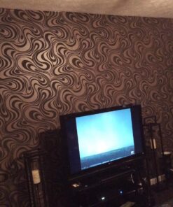 Q QIHANG Modern Abstract Curve 3D Wallpaper Roll Mural Papel De Parede Flocking for Striped Black Brown Color Unpasted Living Room Wall Paper 0.7m x 8.4m=5.88㎡ 38 81SfLNutXvL