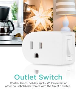 Cordinate Grounded Outlet On/Off Power Switch, 3 Prong, Plug in Adapter, Easy to Install, For Indoor Lights and Small Appliances, Energy Saving, White, 49968, 1 Pack On/Off Switch 10 81SgyudthCL