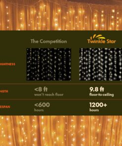 Twinkle Star 300 LED Window Curtain String Lights Wedding Party Home Garden Bedroom Outdoor Indoor Wall Decorations, Warm White *Warm white 25 81ShpDdAGkL