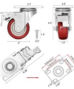 3 inch Heavy Duty Casters Load 1500lbs,Lockable Bearing Caster Wheels with Brakes,Swivel Casters for Furniture and Workbench,Set of 4 (Free screws) 26 81Si9tsn0L