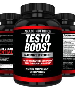 Arazo Nutrition TestoBoost Test Booster Supplement - Potent & Natural Herbal Pills - Boost Muscle Growth - Tribulus, Horny Goat Weed, Hawthorn, Zinc, Minerals 30 81SiaFz4SuL 1