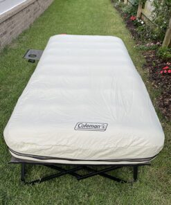 Coleman Camping Cot, Air Mattress, & Pump Combo, Folding Camp Cot & Air Bed with Side Table & Battery-Operated Pump, Great for Comfortable Outdoor Sleeping & Camping Twin 42 81Simx30o L