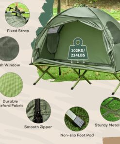 Outsunny Camping Tent Cot, Single Person Folding Cot Combo, Off-Ground Tent, Covered Outdoor Bed with Carry Bag for Hiking, Camping 22 81SipMA9SmL