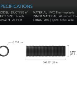 AC Infinity Flexible 6-Inch Aluminum Ducting, Heavy-Duty Four-Layer Protection, 25-Feet Long for Heating Cooling Ventilation and Exhaust 29 81SjzdP2ySL 2
