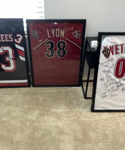 Jersey Display Frame Case Lockable, Large Sport Jersey Shadow Box with 98% UV Protection Acrylic and Hanger for Baseball Basketball Football Soccer Hockey Sport Shirt and Uniform (Black Finish) Black Finish 46 81SkUasKBNL