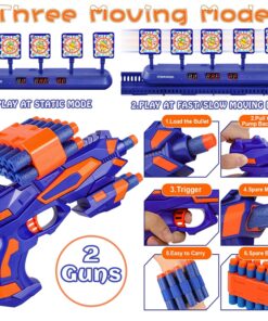 SWEMNED Running Shooting Targets for Nerf Gun Practice,Upgrade 5 Targets Auto Reset /3 Game Mode Electronic Scoring Digital Moving Target, Ideal Gift Toy for Age 6,7,8,9,10,12,13+ Year Old Kid/Boys Blue 14 81SkgpG0hcL