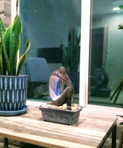 Modern Silhouette Zen Indoor Small Tabletop Water Fountain with 4-LED Light Cluster Faux Black Marble Stone 10" for Table Desk-Top Office Bedroom House Relaxation Living Room - John Timberland 28 81SlOCZ HPL