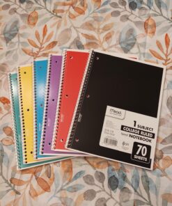 Mead Spiral Notebooks, 6 Pack, 1 Subject, College Ruled Paper, 7-1/2" x 10-1/2", 70 Sheets per Notebook, Color Will Vary (73065) 27 81SlX hWUbL