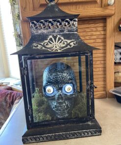 Liberty Imports Sound Activated Skull with Light Up Eyes and Creepy Sounds - Halloween Party Prop Spooky Decoration for Haunted House, Indoor Decor Creepy Skull 17 81Sm1Y3LEL