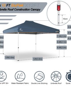 EzyFast Patented Umbrella Structure Instant Beach Canopy Shelter, Portable Straight Leg Pop Up Shade Tent with Wheeled Carry Bag (12'x12', Ensign Blue) 12'x12' 14 81Smq5X5aJL