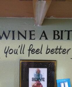 Blinggo WINE A BIT you'll feel better Quote Letter Wall Sticker Decal Home Arts Dinning Kitchen Lounge Decor Wall Decoration 22''X10'' Black 17 81SqOy75hJL