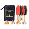 Feed the Fit Ping Pong Paddle Set - Professional 4-Player Table Tennis Racket Bundle with 12 Balls and Carrying Case, Perfect Grip and Control - Great Outdoor Activity for Family, Kids and Friends