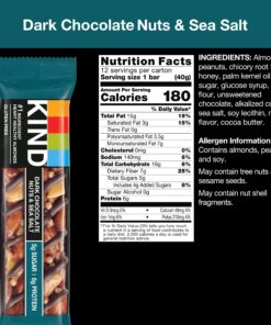 KIND Bars, Dark Chocolate Nuts and Sea Salt, Healthy Snacks, Gluten Free, Low Sugar, 6g Protein, 12 Count 14 Ounce (Pack of 12) 26 81SuQZon4L