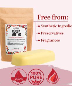 Better Shea Butter Raw Cocoa Butter - Unrefined, 100% Pure, Food Grade - Use for Cocoa Lip Balm, Stretch Marks Cream, Cacao Butter Cream, Scars Oil, Whipped Lotion - Skin & Hair Moisturizer 8 oz Block Bar 8 Ounce (Pack of 1) 28 81SuTnuUojL