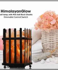 Himalayan Glow 1333 Metal Basket Lamp-Dimmer Switch & ETL, Certified Cord, Pink Salt 13 81SumUC4UGL