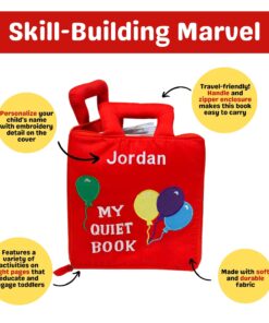 Pockets of Learning Personalized My Quiet Book - Montessori Basic Life Skills Activity Toys | Interactive Preschool Activity Busy Book for Toddlers & Children, Soft Fabric Original Quiet Travel Book 14 81SwKstVyrL