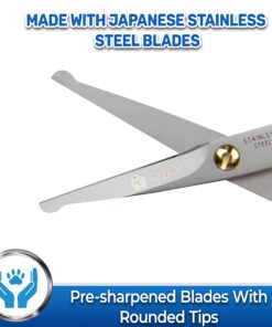 PET MAGASIN Japanese Stainless Steel Grooming Scissors (2) for Facial Hair and Larger for Body Trimming with Round Tip Grooming Sets 25 81SyPlyVQTL
