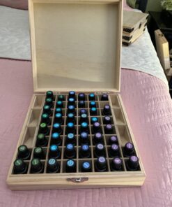 Wooden Essential Oil Box - Holds 52 (5-15 ml) & 6 (10ml Roll-On) Essential Oil Bottles - Perfect Essential Oils Case for Presentations - Protects Your Oils from Damaging Sunlight 1 Count (Pack of 1) 39 81Sz4rSq6ZL 1