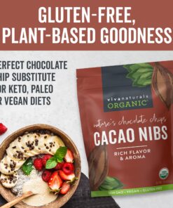 Viva Naturals Organic Cacao Nibs, 1 Lb - Certified Keto and Vegan Superfood, Perfect for Gluten Free Baking, Cacao Nib Smoothies and Healthy Snacks, Premium Criollo Beans, Non-GMO 1 Pound (Pack of 1) 23 81SzRzNXCnL