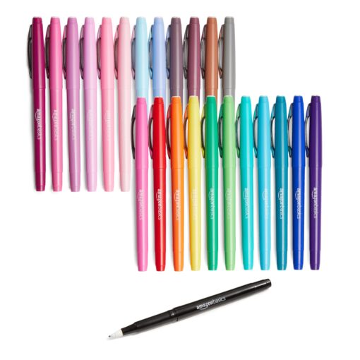 Amazon Basics Felt Tip Marker Pens, 24-Pack, Assorted Colors 24 Pack