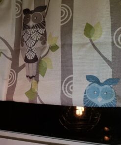 No. 918 Hoot Owl Print Semi-Sheer Rod Pocket Kitchen Curtain Valance, 56" x 14", Mocha Mocha Brown 56 in x 14 in 45 81T yYdsGRL