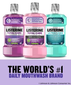 Listerine Total Care Zero Alcohol Anticavity Mouthwash, Bad Breath Treatment, Alcohol Free Mouthwash for Adults; Fresh Mint Flavor, 1 L (Pack of 2) 33.8 Fl Oz (Pack of 2) Fresh Mint (Zero Alcohol) 22 81T0HiA3PHL