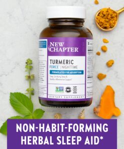 New Chapter Turmeric Supplement + Sleep Aid - Turmeric Force Nighttime for Sleep Support with Valerian Root + Ginger + NO Black Pepper Needed + Non-GMO Ingredients - 60 Vegetarian Capsule 14 81T1DpZQ0oL