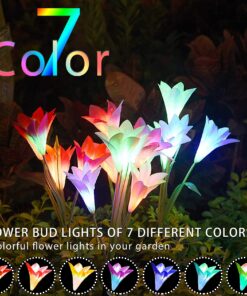 TONULAX Solar Garden Lights Outdoor - New Upgraded, Multi-Color Changing Lily Solar Lights for Patio,Yard Decoration, Bigger Flower and Wider Solar Panel (2 Pack,Purple and Red) 2 Pack 28 81T30glt8dS