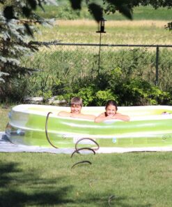 Intex 56483EP Inflatable 8.5' x 5.75' Swim Center Family Pool for 2-3 Kids, Backyard Splash Pool for Children 6+ Years Old, 198-Gallons, Blue & White Family Swim Center 57 81T3CmyYkML 1