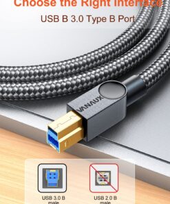 VANAUX USB 3.0 Cable B Male to USB A Data Cable USB 3 Type B Cord Compatible with Docking Station, External Hard Drivers, Scanner and More-Black (5feet/1.5m) 5feet/1.5m 11 81T3GVXyoCL