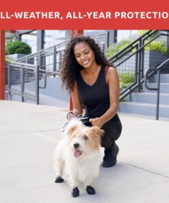 PawZ Rubber Dog Boots for Paws up to 2 1/2", 12 Pack - All-Weather Dog Booties for Hot Pavement, Snow, Mud, and Rain - Waterproof, Anti Slip Dog Socks - Small, Black 27 81T3ZU6SwSL