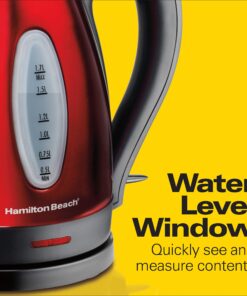 Hamilton Beach Electric Tea Kettle, Water Boiler & Heater, 1.7 Liter, Cordless Serving, 1500 Watts for Fast Boiling, Auto-Shutoff and Boil-Dry Protection, Red (40885) 1.7 L 23 81T4XoFiVfL