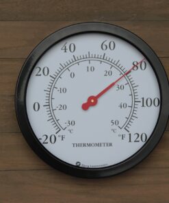 Alternative view of 12" Steel Enclosure Decorative Indoor/Outdoor Patio Wall Thermometer (Black) Black