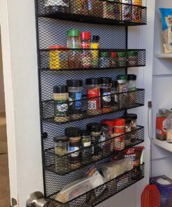 Spice Rack Organizer – Space Saving Wall Mount 5-Tier Wire Shelves for Pantry or Cabinets – Kitchen Organization and Storage by Home-Complete (Black) 33 81T9qEIQsML