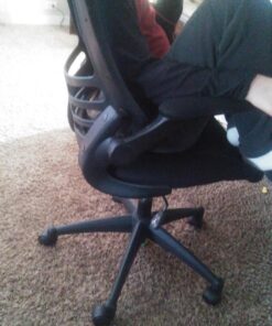 Flash Furniture Kelista Mid-Back Swivel Office Chair with Adjustable Lumbar Support and Seat Height, Ergonomic Mesh Desk Chair with Flip-Up Armrests, Black Black Mesh Set of 1 64 81TAif3eUXL