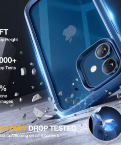 Miracase Glass Case for iPhone 12/ iPhone 12 Pro 6.1 inch (2020), Full-Body Clear Bumper Case with Built-in 9H Tempered Glass Screen Protector for iPhone 12/ iPhone 12 Pro,Dark Blue Dark Blue iPhone 12/12 Pro 6.1'' 26 81TBHDiXDQL