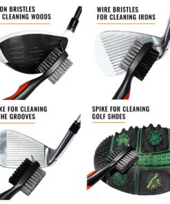 Ace Golf Brush and Club Groove Cleaner, 2 Ft Retractable Zip-line Aluminum Carabiner, Bonus Brush Cover, Lightweight, Stylish, Ergonomic Design, Premium Tour Grade, Easily Attaches to Golf Bag Red 12 81TBe9iPdcL